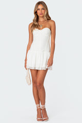 Mesh & Chiffon Corset Mini Dress