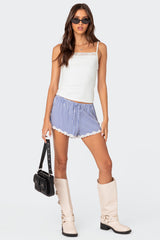 Patty Striped Lace Trim Shorts