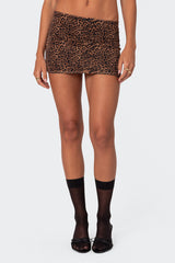 Edin Leopard Print Mesh Mini Skirt