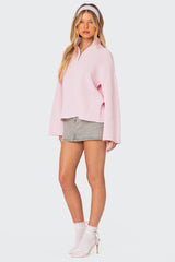 Amour High Neck Oversized Zip Sweater