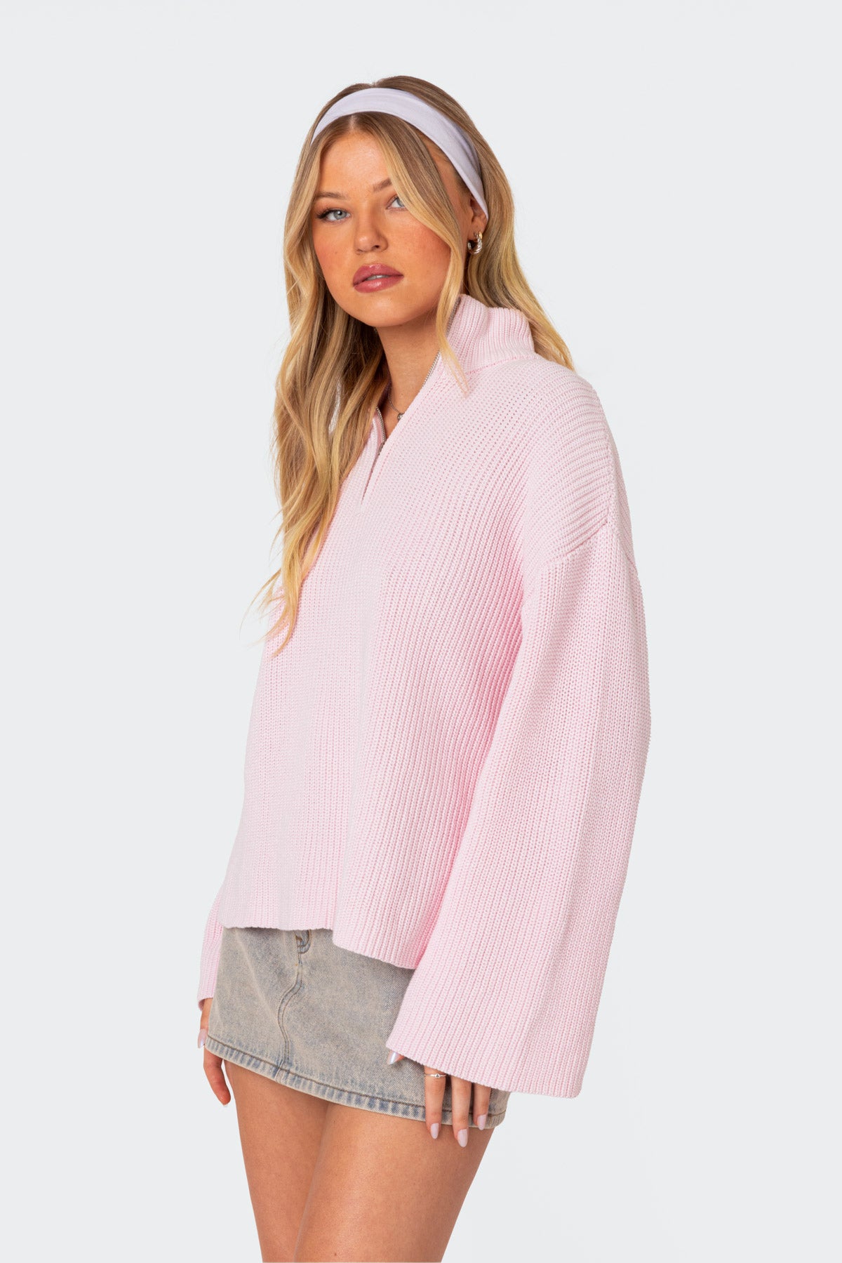 Amour High Neck Oversized Zip Sweater