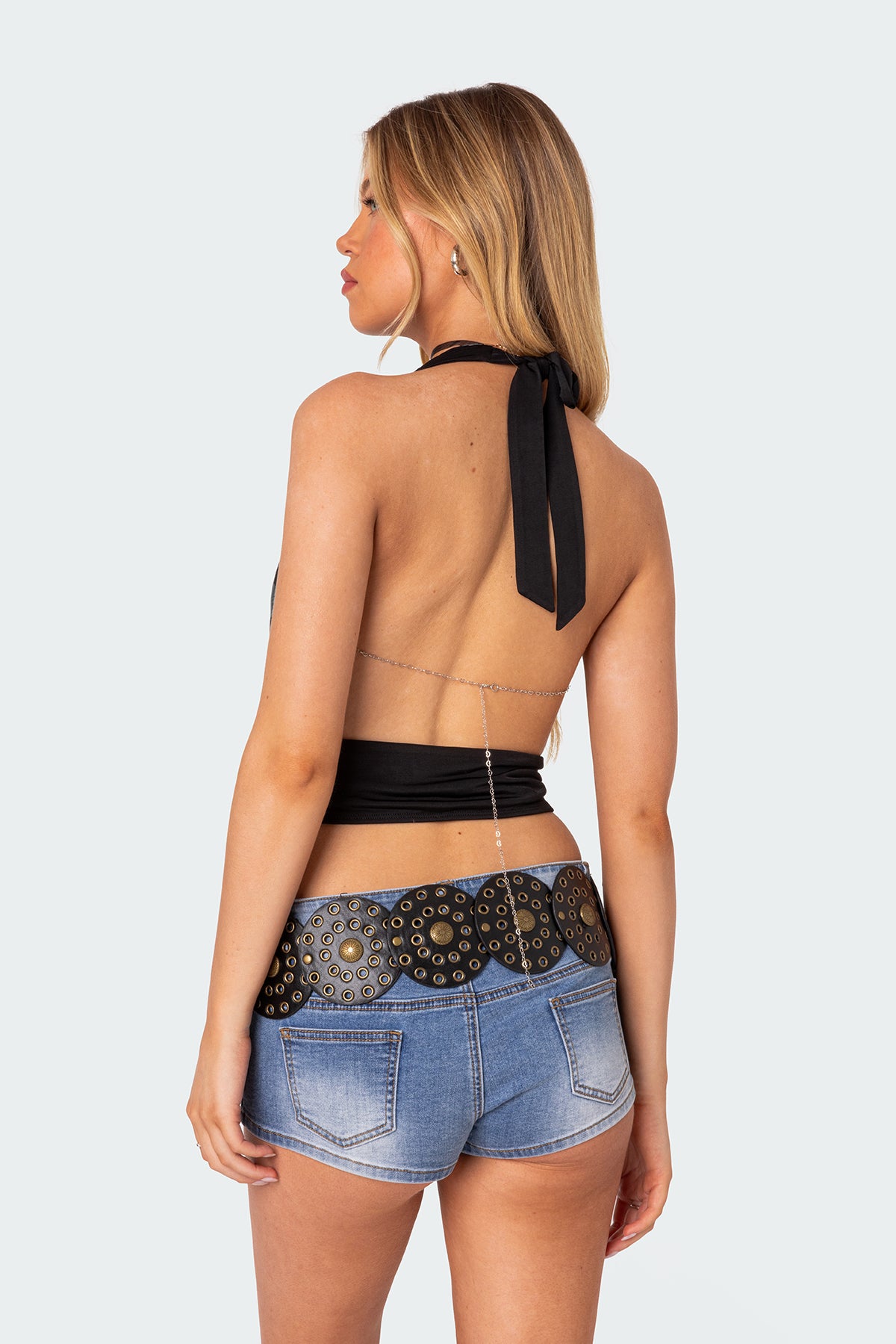 Deep Cowl Neck Open Back Top