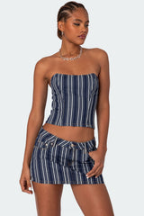 Inez Striped Denim Corset