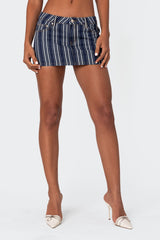 Inez Striped Denim Mini Skirt