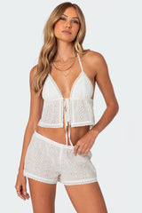 Jael Tie Front Eyelet Halter Top