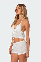 Jael Tie Front Eyelet Halter Top