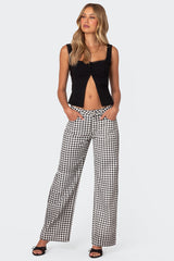 Gingham Printed Low Rise Jeans