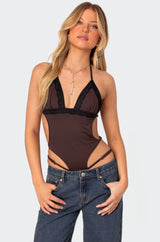 Strappy Lace Trim Bodysuit