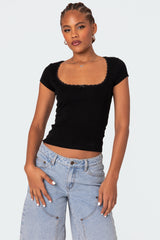 Priscilla Lace Trim T Shirt