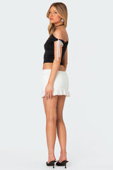 Lace Bow Asymmetric Top