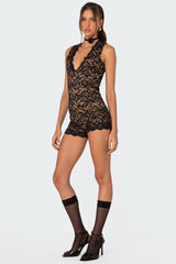 Melodie V Neck Lace Romper