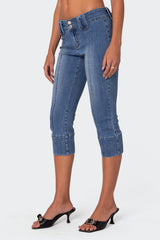 Jesse Low Rise Washed Capri Jeans