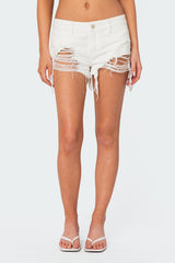 Matilda Low Rise Distressed Denim Shorts