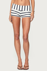 Lorenza Striped Fold Over Shorts