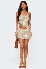 Alora Iridescent Crochet Mini Skirt