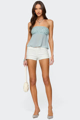 Beadie Sheer Chiffon Strapless Top