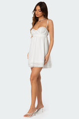 Bonny Lace Trim Cotton Mini Dress