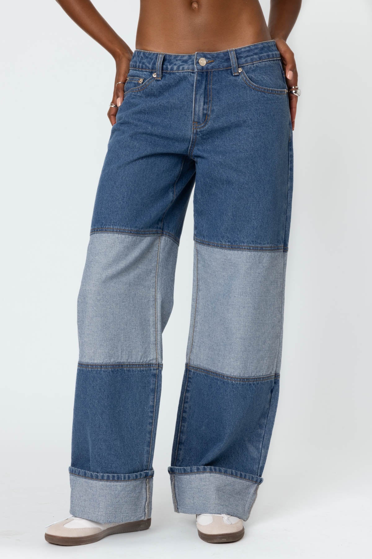 Lindsey Two Tone Cuffed Jeans