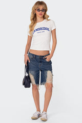 Distressed Denim Bermuda Shorts