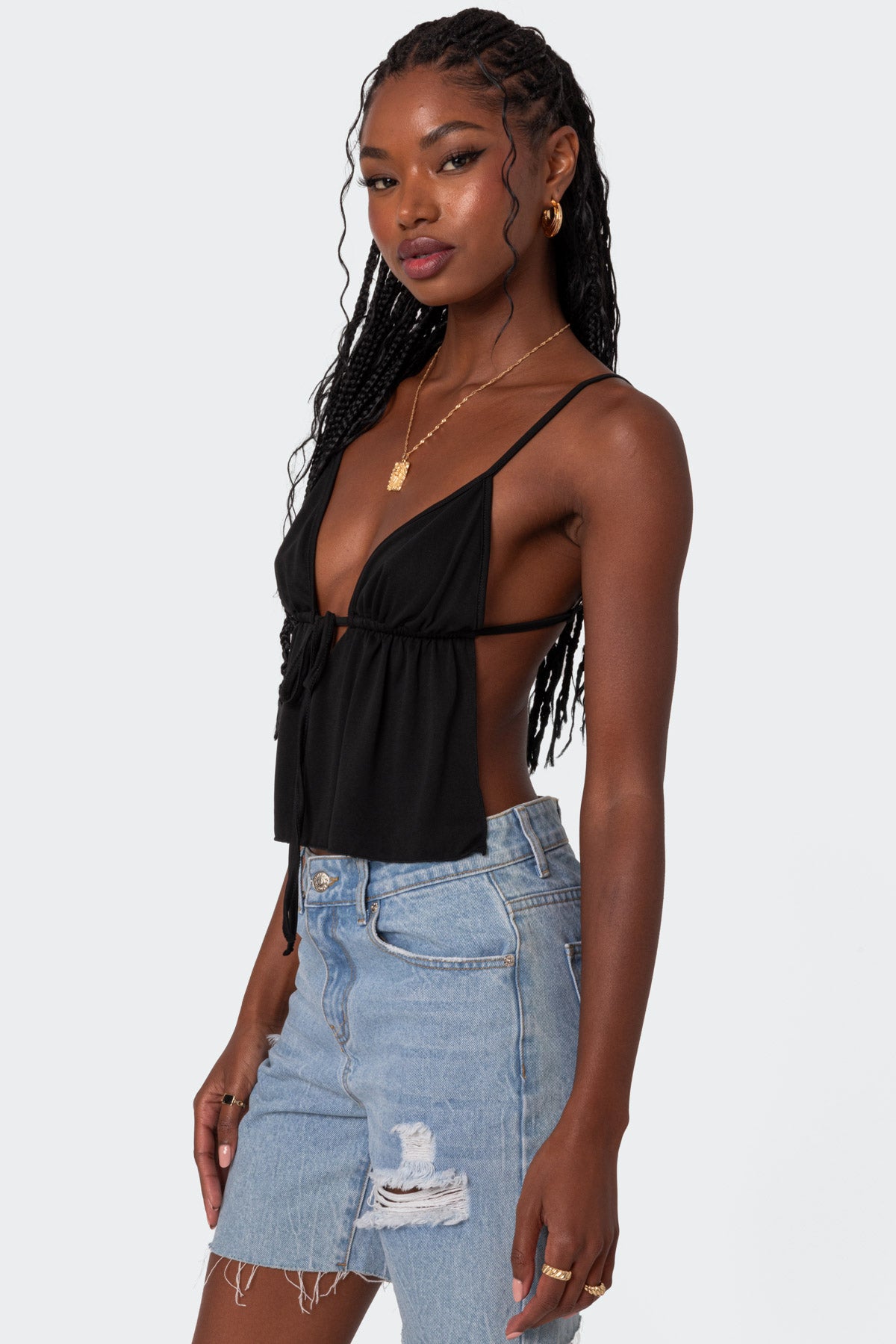 Rylee Tie Front Open Back Top