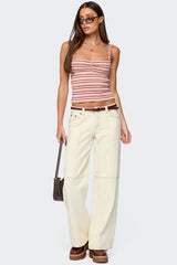 Adelia Striped Ruched Tank Top