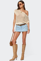 Trix Off Shoulder Open Knit Top