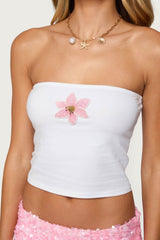 Luli Beaded Flower Tube Top