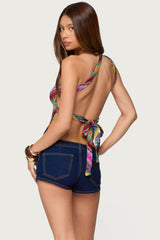 Ruelle Embroidered Asymmetric Knit Top