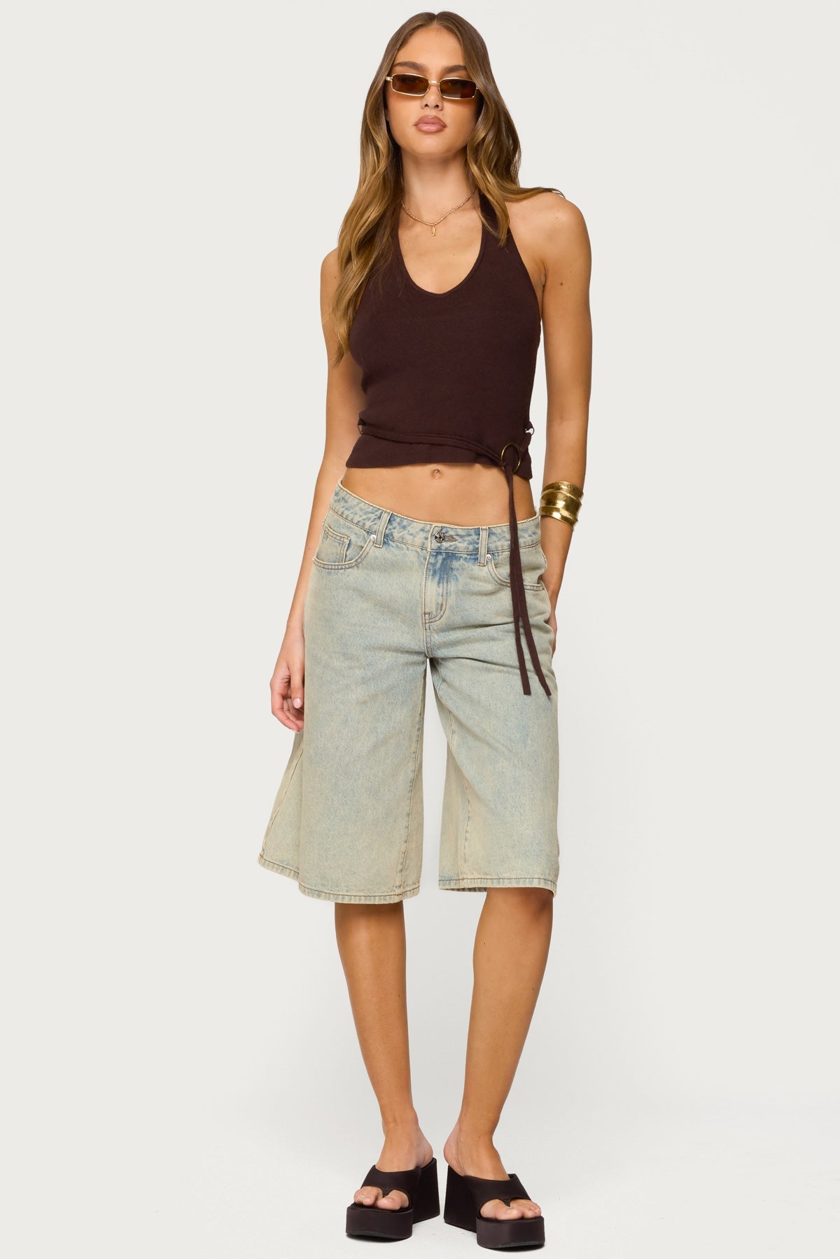 Kez Belted Knit Halter Top