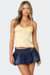 Blanca Satin Lace Trim Tank Top