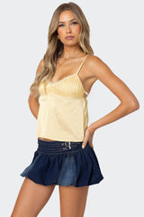 Blanca Satin Effect Lace Trim Tank Top