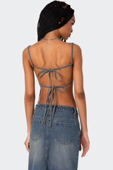 Lassy Washed Denim Bralette