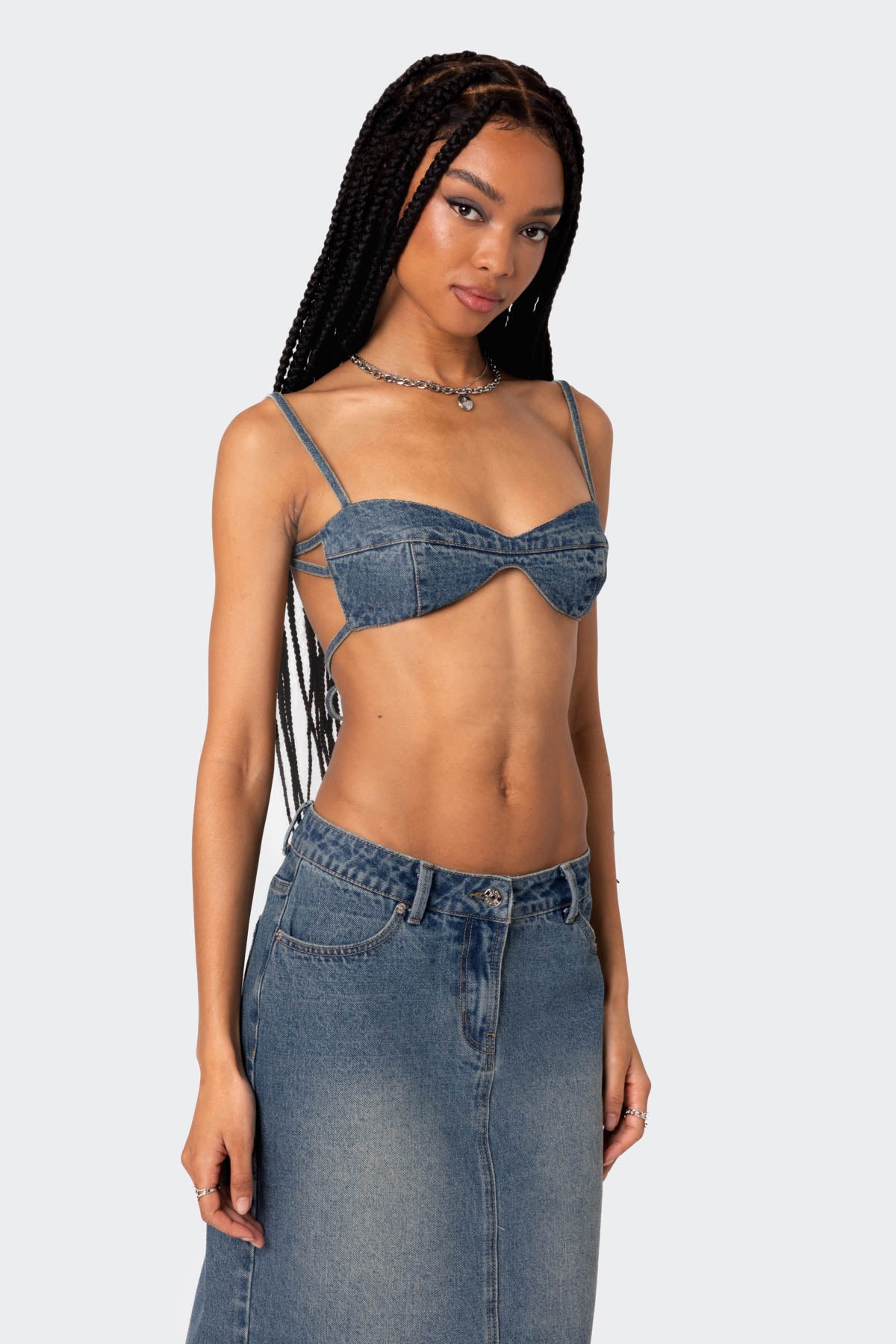 Lassy Washed Denim Bralette