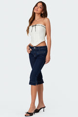 Contrast Stitch Capri Jeans