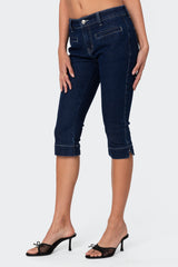 Contrast Stitch Capri Jeans