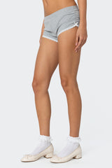 Kadence Ruched Lace Trim Shorts