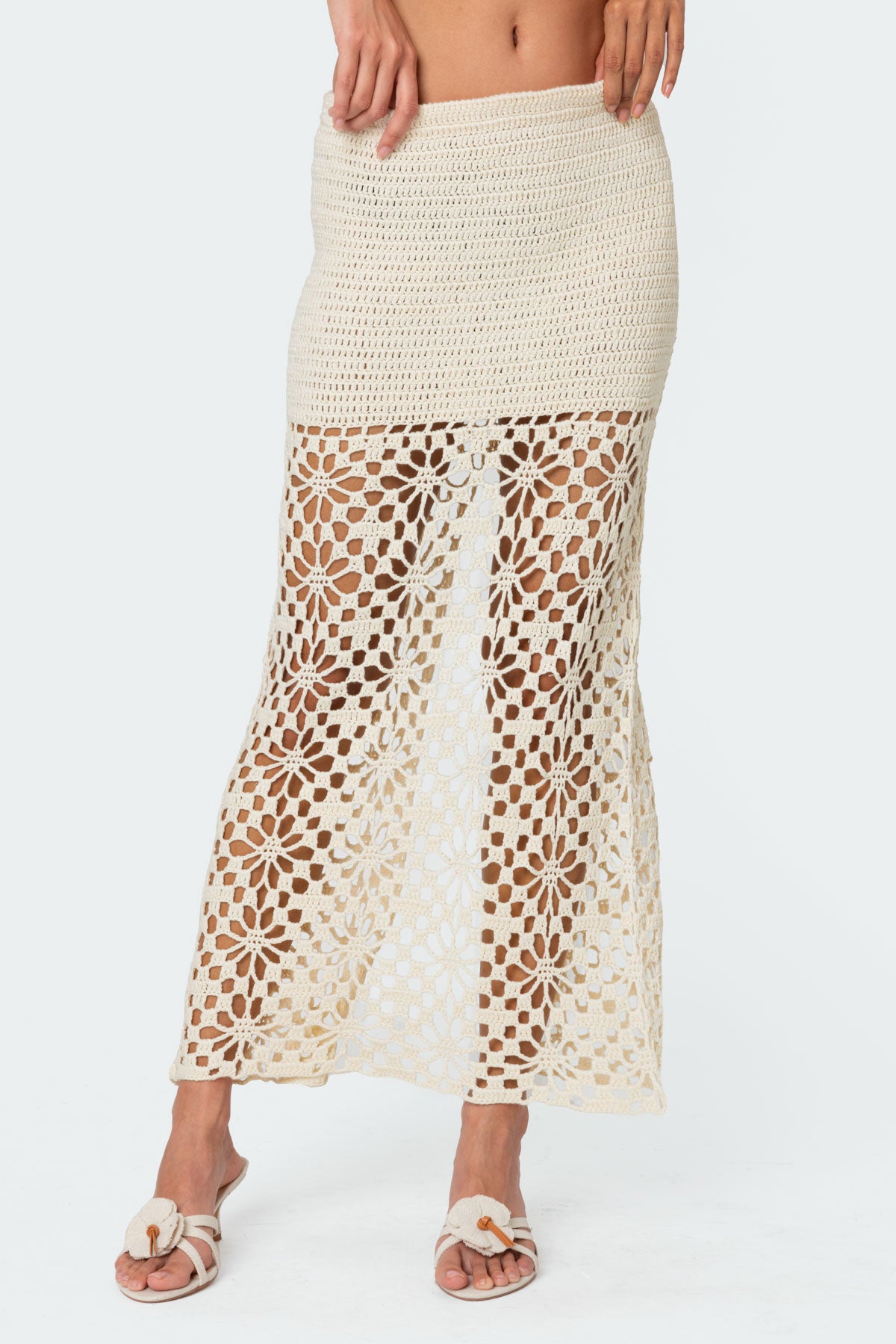 Ida Back Slit Crochet Maxi Skirt