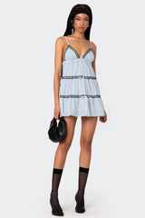 Angelica Tiered Ribbon Mini Dress