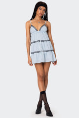 Angelica Tiered Ribbon Mini Dress