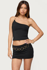 Ashlyn Ring Chain One Shoulder Top