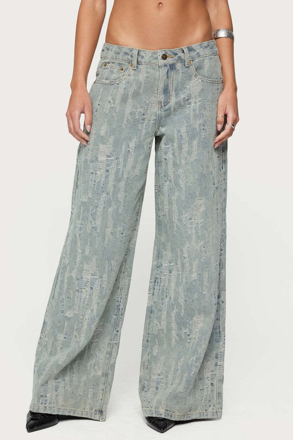 Blaze Distressed Low Rise Baggy Jeans