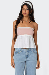 Rena Ribbed Peplum Tube Top