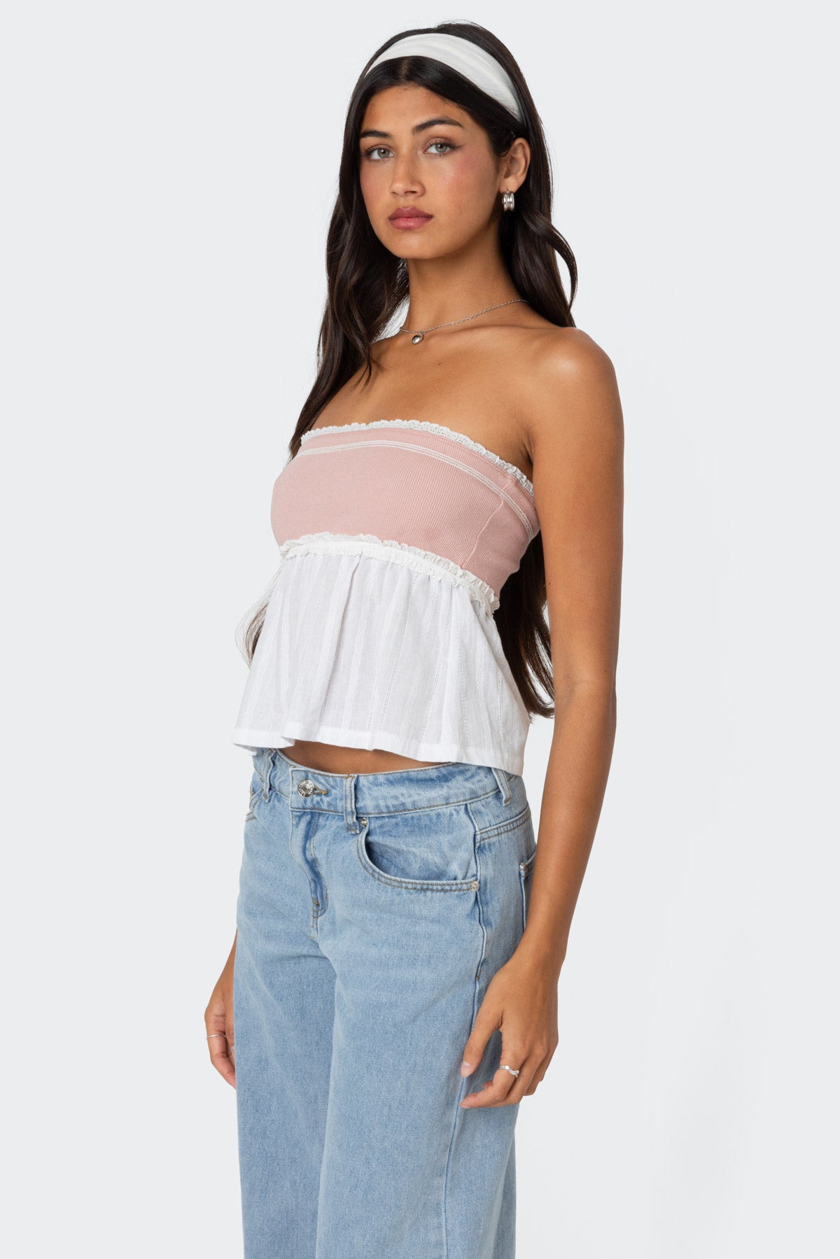 Rena Ribbed Peplum Tube Top