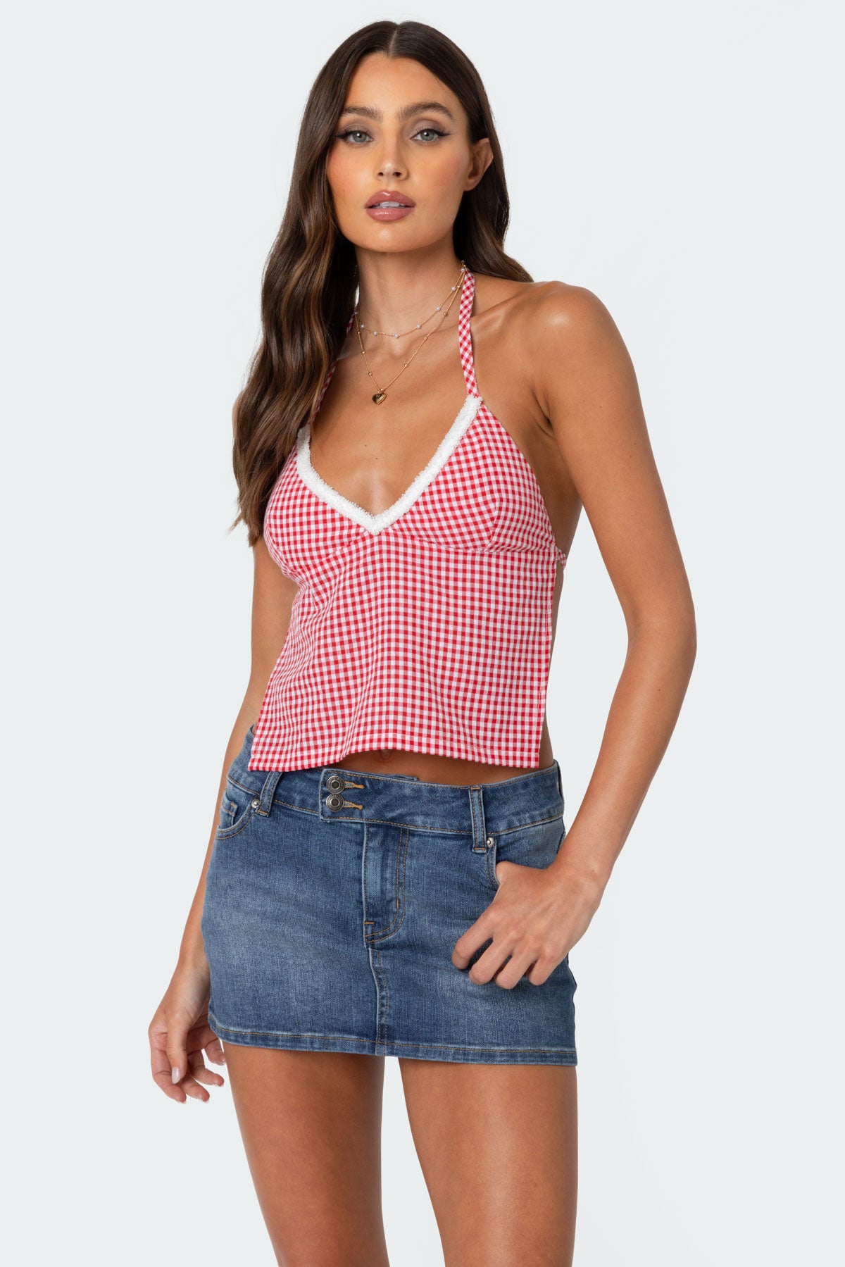 Charmaine Open Back Gingham Top