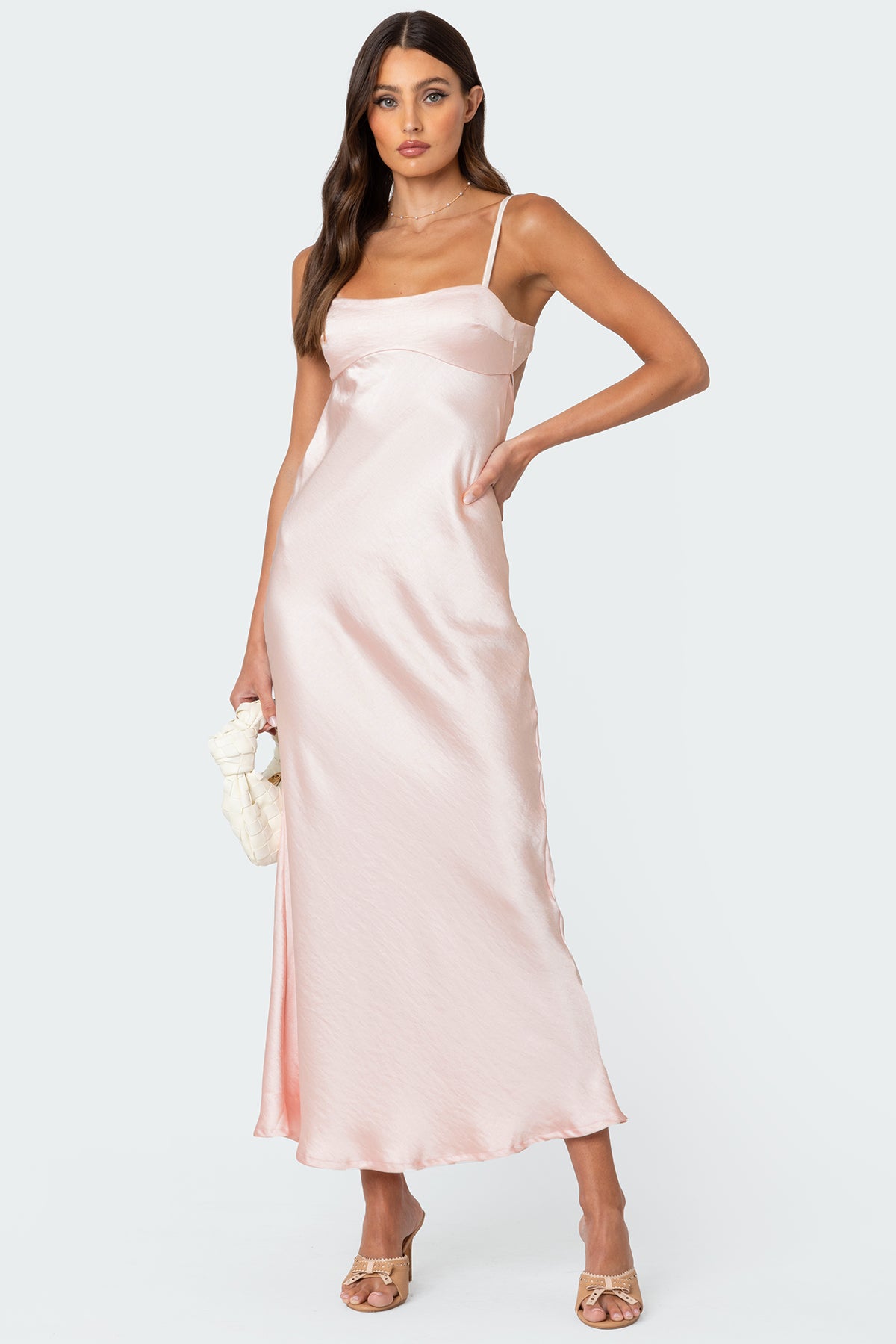 Vienna Open Back Satin Effect Maxi Dress