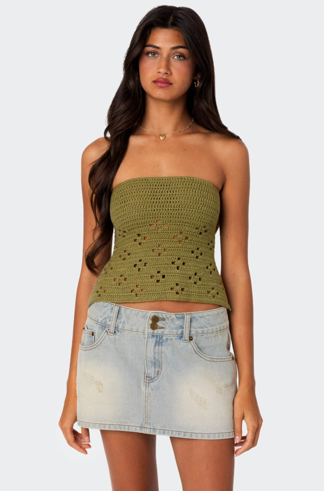 Niki Crochet Strapless Top