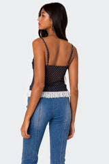 Polka Dot Cupped Mesh Top