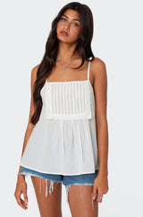 Eyelet Trim Paneled Top