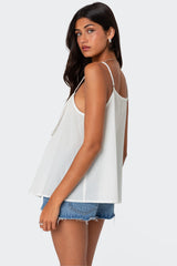 Eyelet Trim Paneled Top