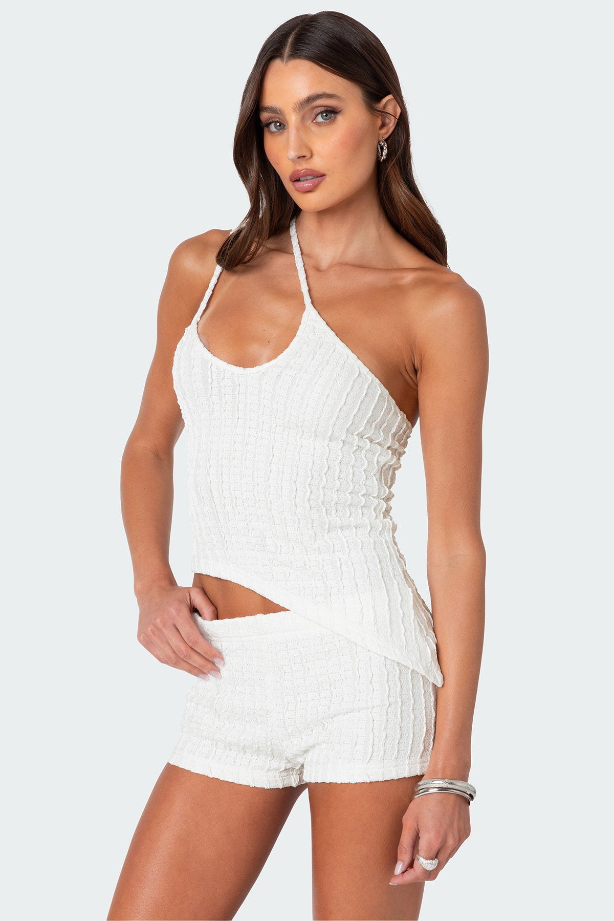 Phoebe Asymmetric Textured Knit Top